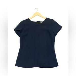 Banana Republic Navy Short Sleeve Top Women's Size 8 Full‎ Zipper Back